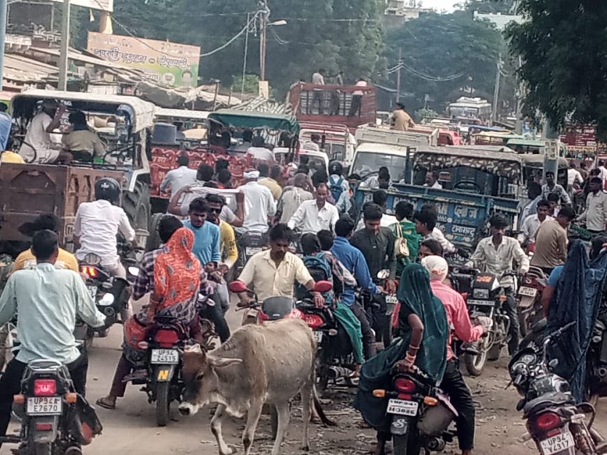 किसानों को जरूरतमंद सामान के लिए घंटे फसना पड़ता है जाम में