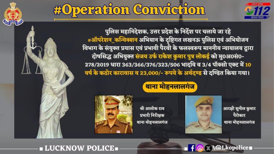 ऑपरेशन कन्विक्शन अभियान के तहत कोतवाली मोहनलालगंज पुलिस को मिली बड़ी कामयाबी.....