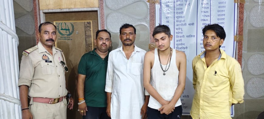 थाना सरधुवा पुलिस टीम द्वारा 04 जुआरियों को जुआ खेलते हुये गिरफ्तार किया गया
