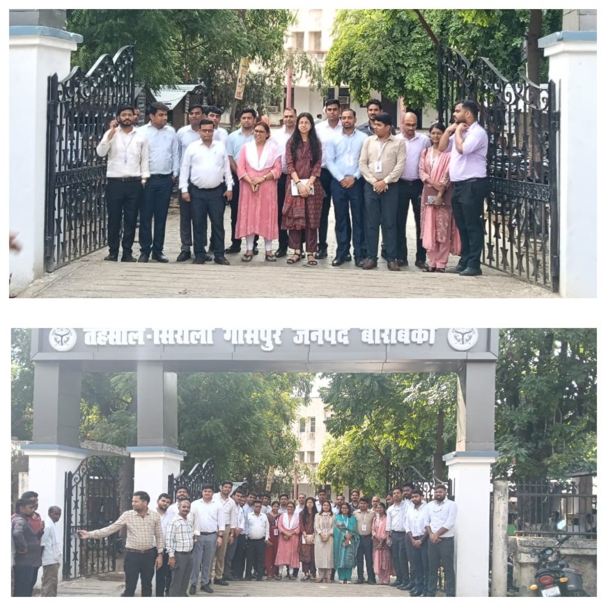 45 प्रशिक्षु पी सी एस अधिकारियों को जिला सांख्यिकी अधिकारी वीरेन्द्र सिंह ने तहसील के पारिजात सभागार में उपजिलाधिकारी प्रीति सिंह की अध्यक्षता में क्राफ्ट कटिंग,ई खसरा आदि विन्दुओं पर प्रशिक्षित किया