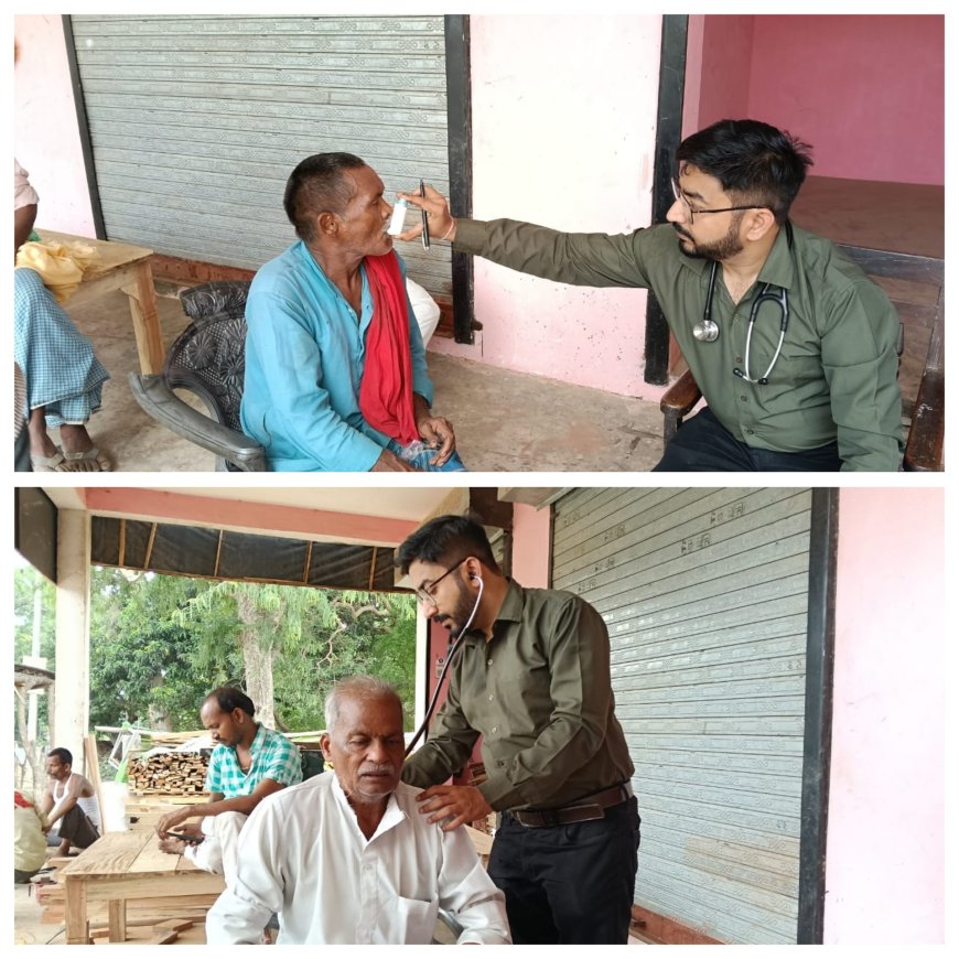 कोटवा धाम की रावत मार्केट में विशेष स्वास्थ्य शिविर में चार दर्जन मरीजों का डाक्टर हर्ष सक्सेना एम बी बी एस एम डी ने स्वास्थ्य परीक्षण कर निःशुल्क दवाये दी