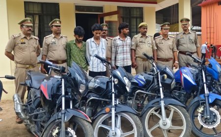 पुलिस ने चोरी की 06 मोटरसाइकिलों के साथ तीन चोरों को किया गया गिरफ्तार