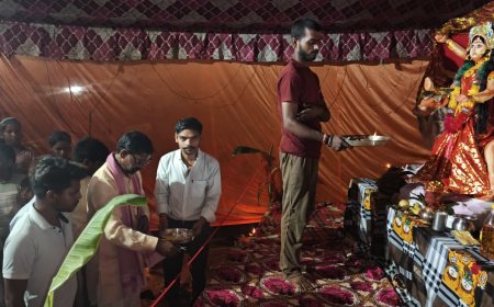 ग्राम श्यामनगर में दुर्गा जागरण का शुभारंभ,  फीता काटकर  प्रमोद रावत नन्हा हुए शामिल