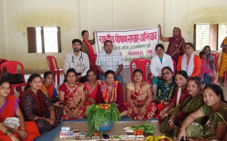 चितरंगी जनपद के आगनवाड़ी केन्द्र नवानगर में स्वास्थ्य एवं पोषण शिविर का किया गया आयोजन