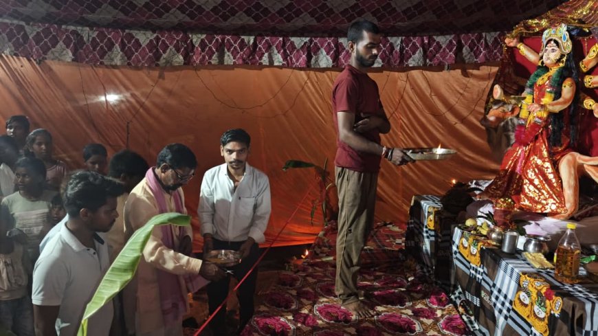 ग्राम श्यामनगर में दुर्गा जागरण का शुभारंभ, फीता काटकर प्रमोद रावत नन्हा हुए शामिल