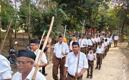 राष्ट्रीय स्वयंसेवक संघ ने बदोसरांय में शताब्दी वर्ष के उपलप्क्ष में पथ संचलन का आयोजन किया