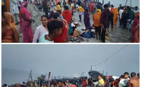 तेलवारी घाट व बडरई नाला पर कडी सुरक्षा के बीच छठ पूजा सम्पन्न कराई गई