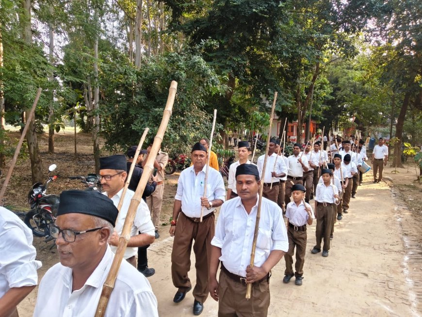राष्ट्रीय स्वयंसेवक संघ ने बदोसरांय में शताब्दी वर्ष के उपलप्क्ष में पथ संचलन का आयोजन किया