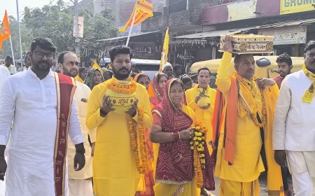 डीजे की थाप, ढोल-नगाड़ों और सिंहनाद के बीच निकली भव्य कलश यात्रा