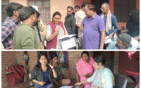 एस डी एम प्रीति सिंह तहसीलदार बालेन्दु भूषण वर्मा क्षेत्र के कई बूथों पर एस आई आर कार्यों का निरीक्षण किया