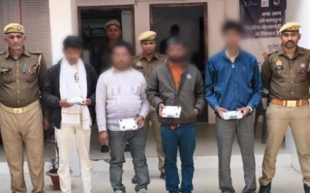 टप्पेबाजी के 10,000रु0 तथा एक अदद मोटर साइकिल के साथ 04 अभियुक्तों को किया गया गिरफ्तार