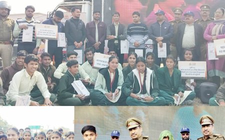 जनपद में यूपी 112 का अभियान छात्रों और ग्रामीणों को मिली सुरक्षा जागरूकता विन्द्रानन्द बडोनिया महाविद्यालय भानपुर चौराहा और बानपुर तिराहा बने केंद्र