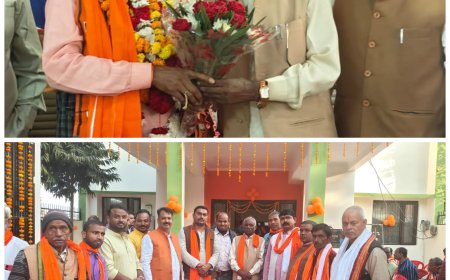 नव नियुक्त भाजपा जिलाध्यक्ष रामसिंह वर्मा भुल्लन के पदभार ग्रहण कार्यक्रम में  बधाई देते हुए उज्जवल कार्यकाल की शुभकामनाएं दी गई।