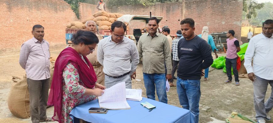 एस डी एम प्रीति सिंह ने विपणन धान क्रय केंद्र बदोसरांय का निरीक्षण किया