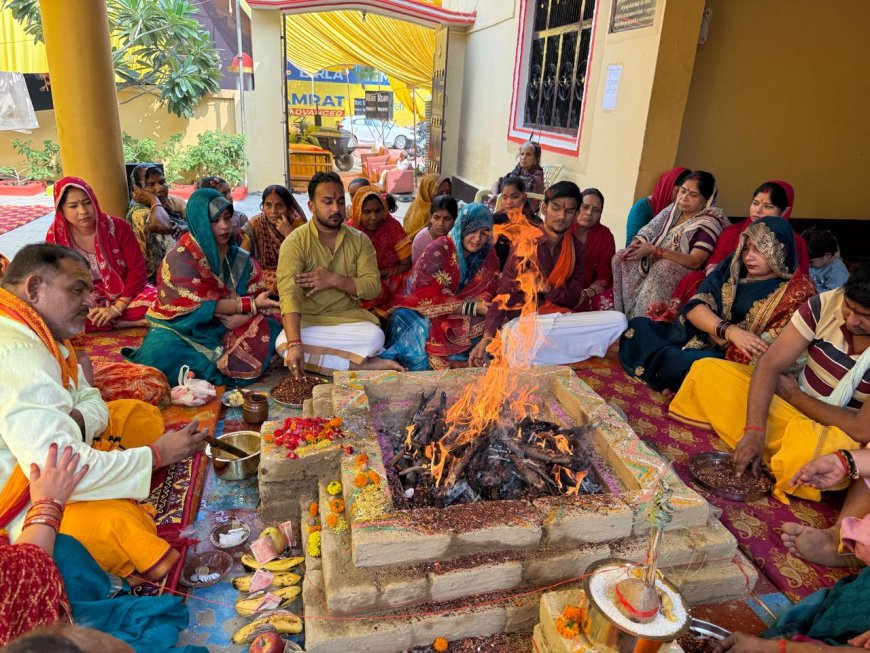 श्री मद्भागवत कथा के विश्राम दिवस पर हवन-पूजन सम्पन्न श्रद्धालुओं ने लिया आचार्य सत्यम जी महाराज से आशीर्वाद
