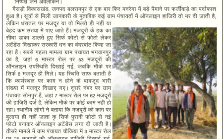 मनरेगा घोटाले का बड़ा खुलासा ऑनलाइन हाजिरी में धांधली, मैदाने-ए-मौका पर सुनसान कार्यस्थल  जिम्मेदारों की भेदभरी भूमिका उजागर