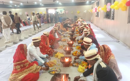 भदोही में सामूहिक विवाह में 272 जोड़े हुए एक दूजे के लिए।