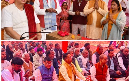 कस्बा टिकैतनगर के दुर्गा पूजा मैदान में ब्यास अतुल कृष्ण भारद्वाज के श्री मुख से श्रीराम कथा की अमृत वर्षा शुरू हुई।