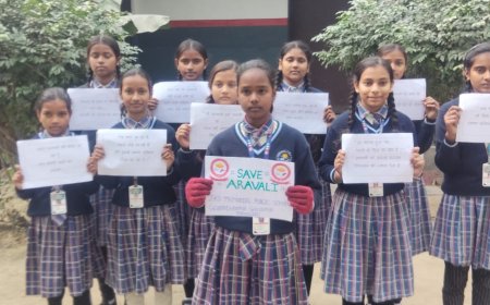 जे के एस मेमोरियल पब्लिक स्कूल गोवर्धनपुर घीनपुर प्रयागराज मे अरावली बचाओ आंदोलन