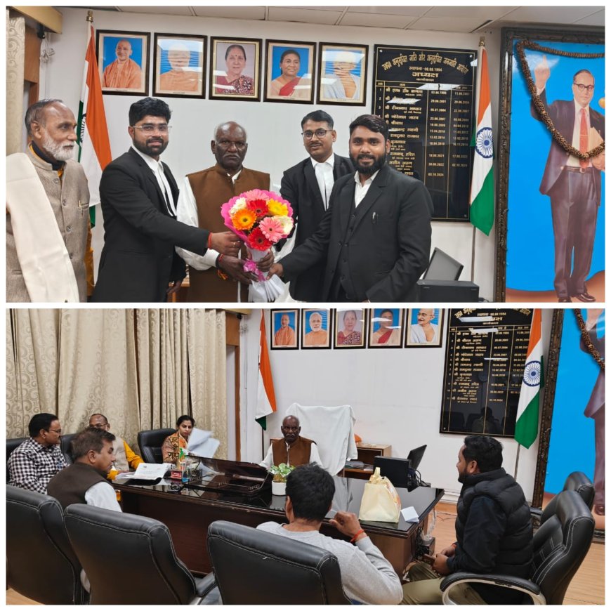 उत्तर प्रदेश अनुसूचित जाति जनजाति आयोग के अध्यक्ष बैजनाथ रावत ने अपने कार्यालय में शासकीय  कार्यों का निस्तारण तथा अधिवक्ता तथा कार्यकर्ताओं से मुलाकात की