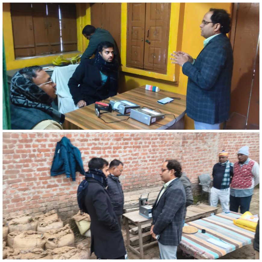 उपजिलाधिकारी ज्वाइंट मजिस्ट्रेट ने तहसीलदार के साथ विपणन धान क्रय केंद्र बदोसरांय का निरीक्षण किया