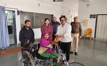 जिलाधिकारी, चित्रकूट  पुलकित गर्ग के समक्ष उपस्थित सुमन बाई पत्नी  हीरा निवासी मणीकुंज तराँहा चित्रकूट जो दोनों पैरों से दिव्यांग होने के कारण चलने में असमर्थ थी।