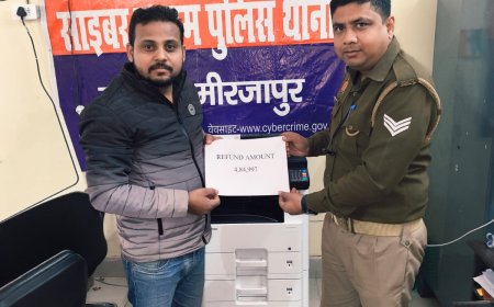 थाना साइबर क्राइम मीरजापुर टीम द्वारा ओटीपी के माध्यम से हुई ठगी की घटना से सम्बन्धित ₹ 4,84,997/- को पीड़ित के खाते में कराया गया वापस