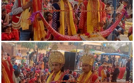 तासीपुर गांव में धनुष भंग का मंचन किया गया