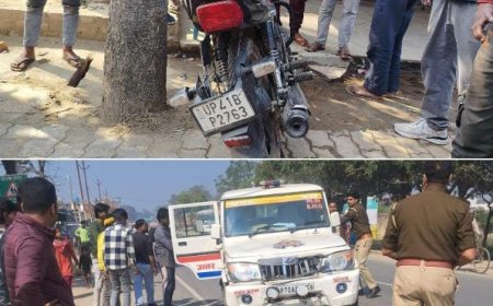 तेज रफ्तार पुलिस बोलेरो ने बाइक को मारी टक्कर, दो युवक गंभीर रूप से घायल