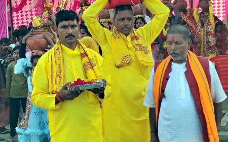 कलश यात्रा के साथ भिलौलिया में भागवत कथा का शुभारंभ