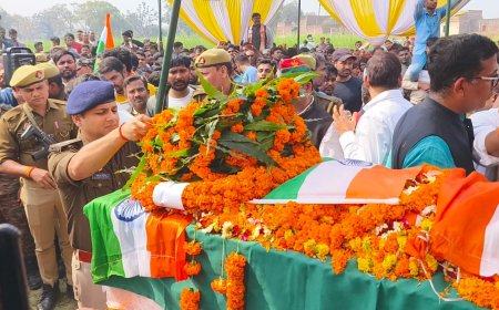 भदोही  में अग्नि वीर धीरज गुप्ता के अंतिम विदाई