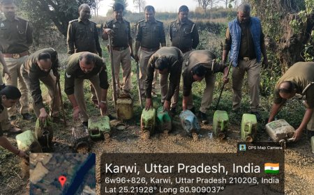 अवैध मदिरा के विरुद्ध चित्रकूट आबकारी टीम की बड़ी कार्यवाही बड़ी मात्रा में अवैध शराब जब्त और लहन नष्ट