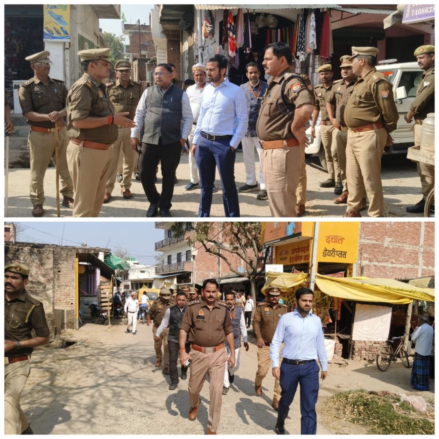 होली व रमजान पर्व को लेकर पैदल मार्च निकाला गया