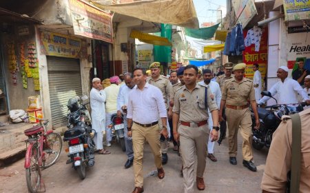 आगामी पर्वों के मद्देनजर, ईद, नव रात्रि एवं राम नवमी की दृष्टिगत ज्याधिकारी शैलेश कुमार एवं पुलिस अधीक्षक अभिमन्यु मांगलिक द्वारा किया गया फ्लैग मार्च