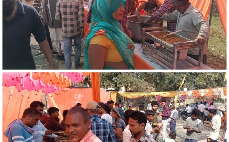 श्रीमद भागवत कथा के समापन के पश्चात महन्त जय नारायण दास जी द्वारा आयोजित विशाल भन्डारे में हजारों श्रद्धालुओं ने प्रसाद ग्रहण कर अपने को कृतार्थ किया