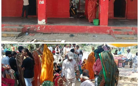 अमरा देवी स्थित धामसी देवी माता के मन्दिर में उमडी भीड़ मुण्डन संस्कार भी हुए सम्पंन