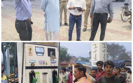 उपजिलाधिकारी व पूर्ति निरीक्षक ने कस्बा बदोसरांय व रसूलपुर में पेट्रोल पम्पो का निरीक्षण किया