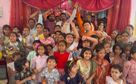 राम जन्मोत्सव पर सैकड़ों कन्याओं का पूजन। लगे जयकारे