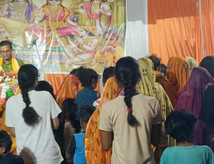 चौथे दिन मर्यादा पुरुषोत्तम श्रीराम व लीला पुरुषोत्तम  भगवान श्रीकृष्ण जन्मोत्सव की हुई कथा भक्तों ने धूम धाम से मनाया जन्मोत्सव