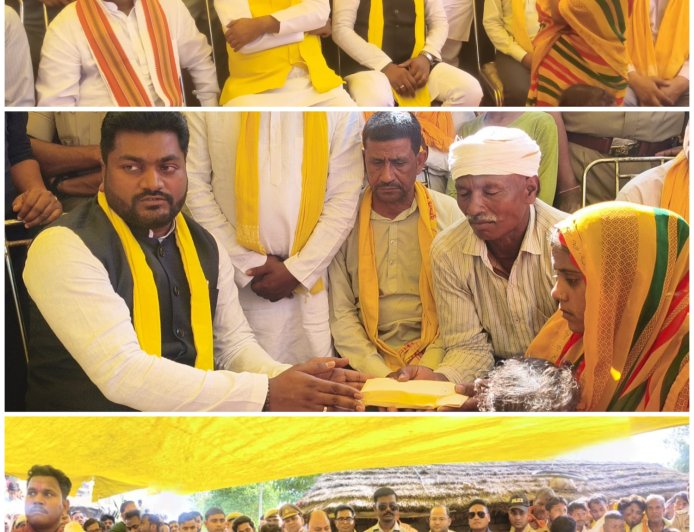 मंत्री ओम प्रकाश राजभर ने पीड़ित परिवार से की मुलाकात, आर्थिक सहायता दी