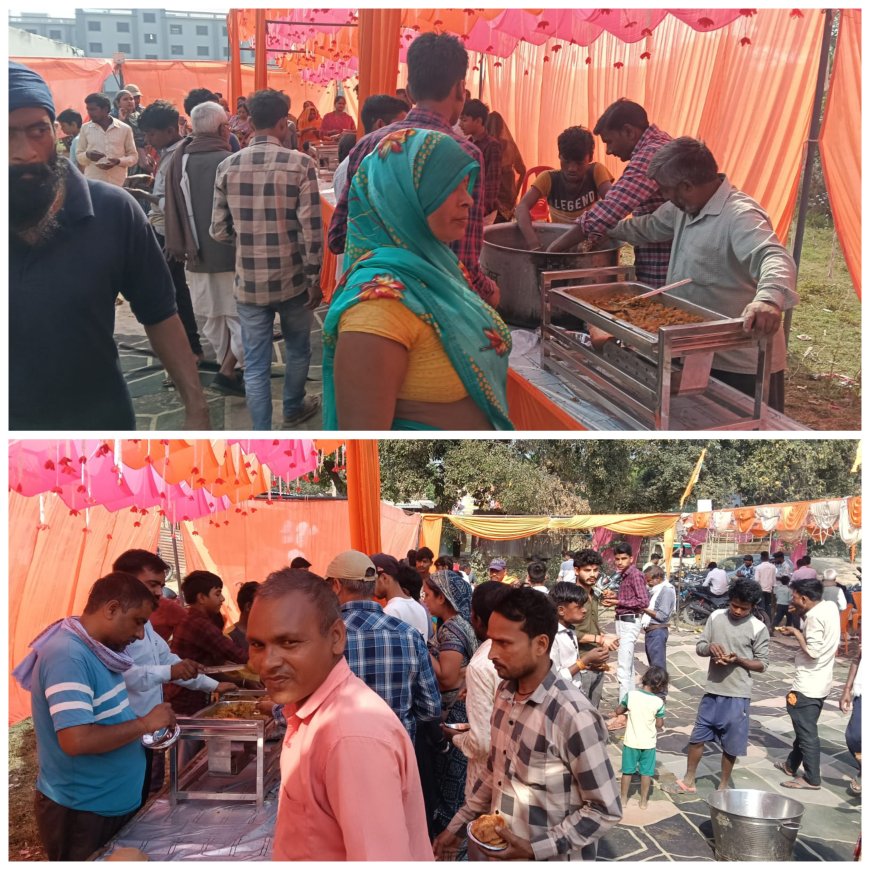 श्रीमद भागवत कथा के समापन के पश्चात महन्त जय नारायण दास जी द्वारा आयोजित विशाल भन्डारे में हजारों श्रद्धालुओं ने प्रसाद ग्रहण कर अपने को कृतार्थ किया