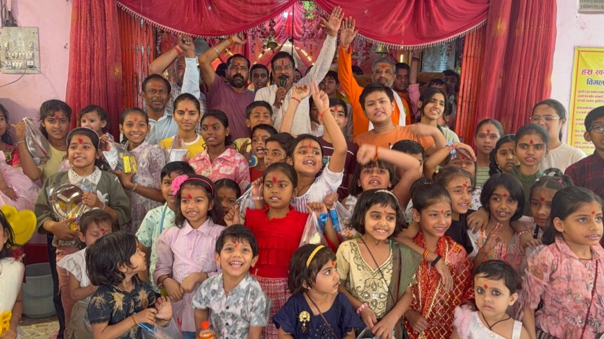 राम जन्मोत्सव पर सैकड़ों कन्याओं का पूजन। लगे जयकारे