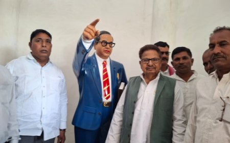 बड्डूपुर में आंबेडकर प्रतिमा खंडित मिलने से हड़कंप, नई प्रतिमा स्थापित