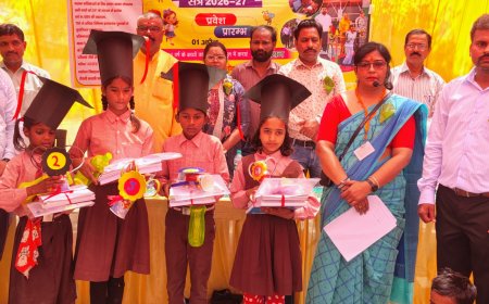 पवैया वीरान प्राथमिक विद्यालय में वार्षिकोत्सव व प्रवेश उत्सव संपन्न, जागरूकता रैली निकाली गई