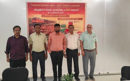 रेलवे चोपन एरिया ने एक दिन में 103 रैक कोयला लदान कर बनाई नई पहचान