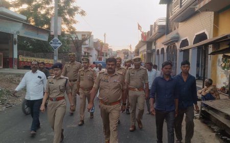अंबेडकर जयंती की पूर्व संध्या पर मसौली में पुलिस का पैदल मार्च, शांति व्यवस्था बनाए रखने की अपील