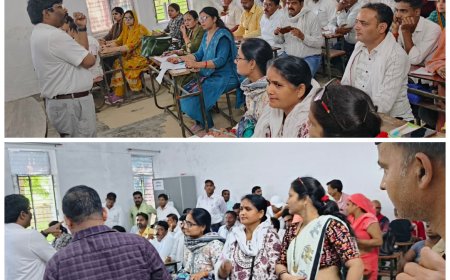 राजकीय इण्टर कालेज में जन गणना के अन्तिम चरण के प्रशिक्षण का एस डी एम सिरौलीगौसपुर अनिल कुमार सरोज तहसीलदार बालेन्दु भूषण वर्मा के साथ निरीक्षण किया