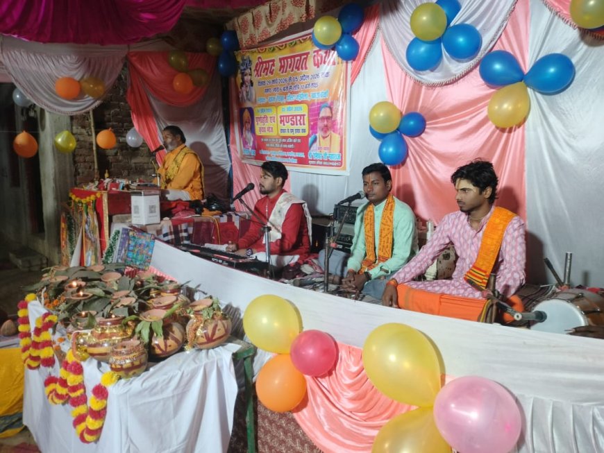 रेवडा गांव में श्रीमद् भागवत कथा का भव्य आयोजन, कृष्ण जन्मोत्सव धूमधाम से मनाया गया