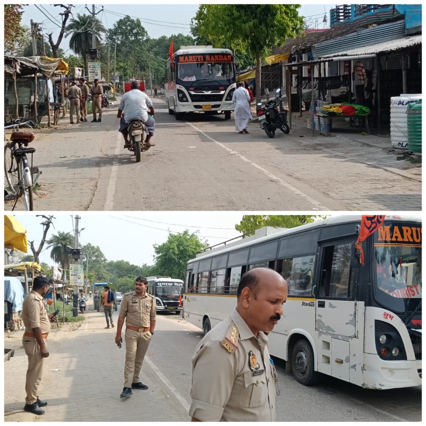 झारखंड से दो बसों से श्रीकोटवाधाम पंहुचे विश्वहिंदू परिषद के परिक्रमार्थियों को विभिन्न थानों की पुलिस ने सुरक्षा ब्यवस्था के साथ दर्शन पूजन कराया