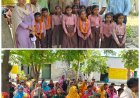 करोरा विद्यालय में समाजसेवी रवि वर्मा ने 83 जरुरत मंद बच्चों को सैंडल वितरित किए